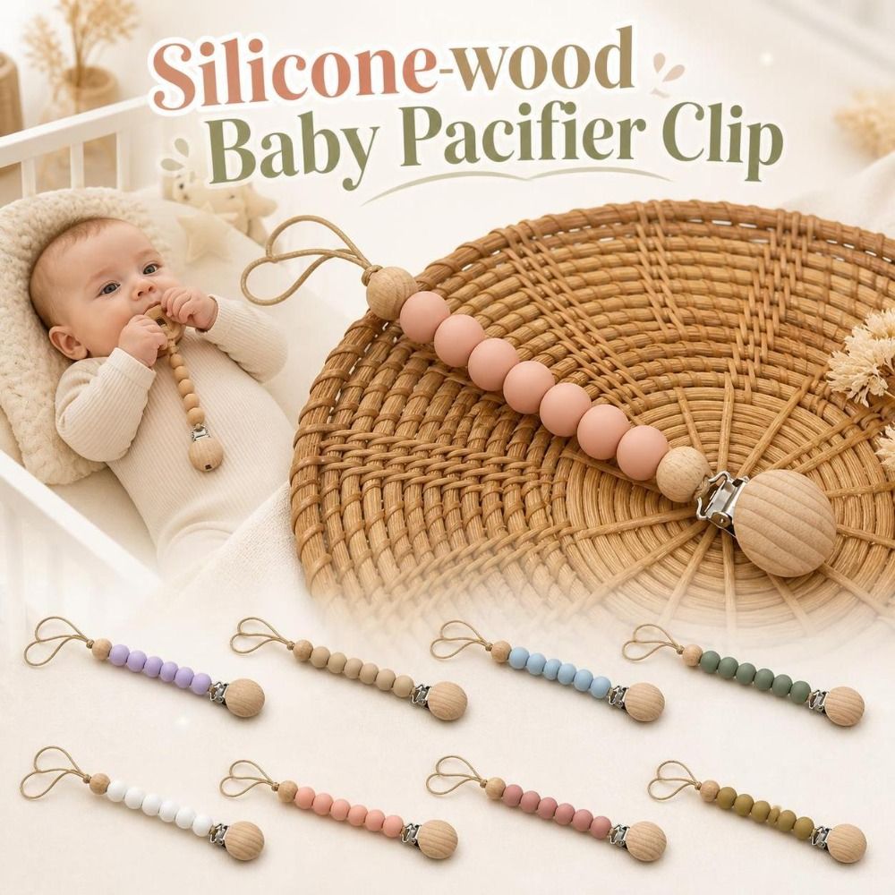 Baby Food Quality - High Quality Silicone Wood Pacifier Clip