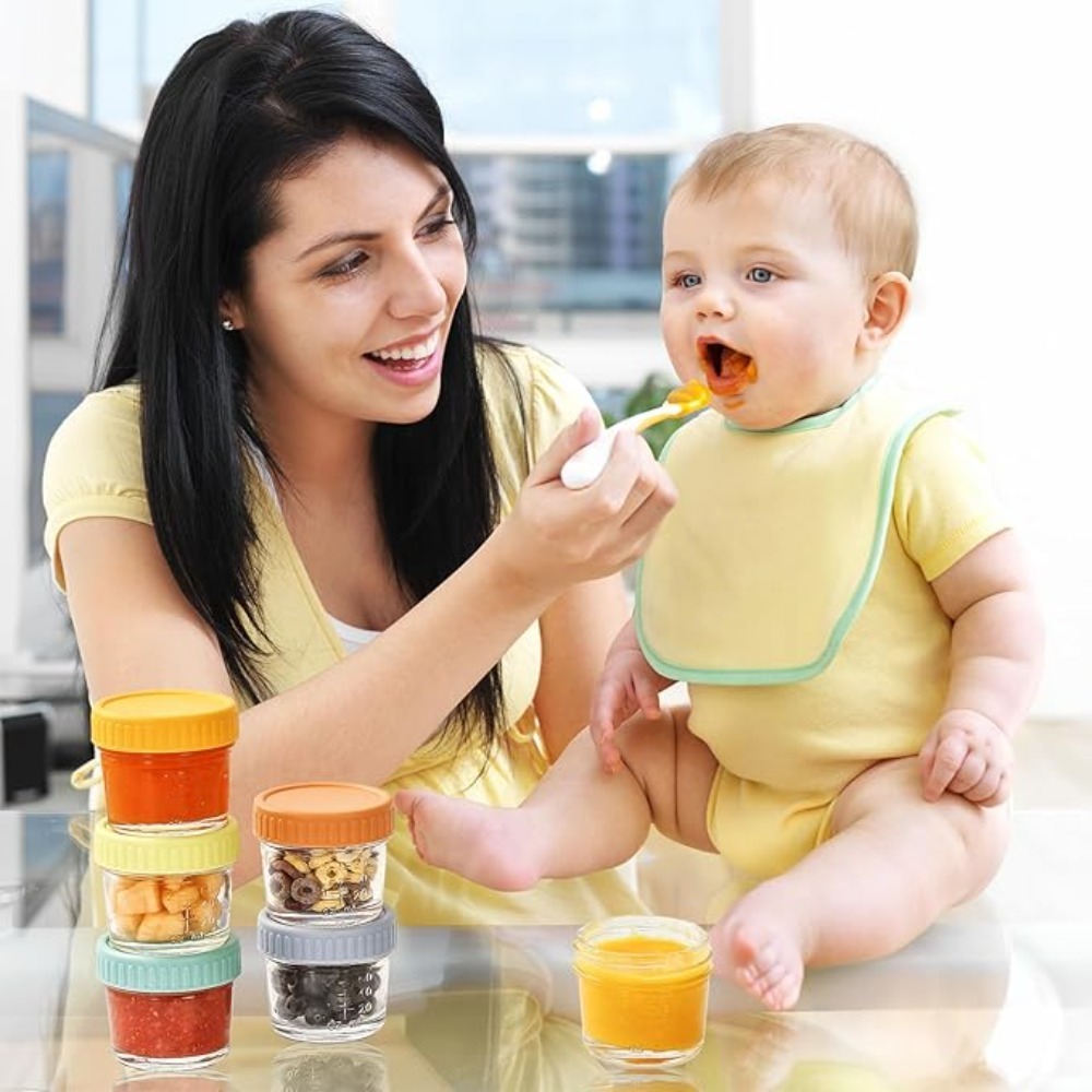 Baby Food Containers Glass - 6pcs Glass Baby Food Jar Reusable