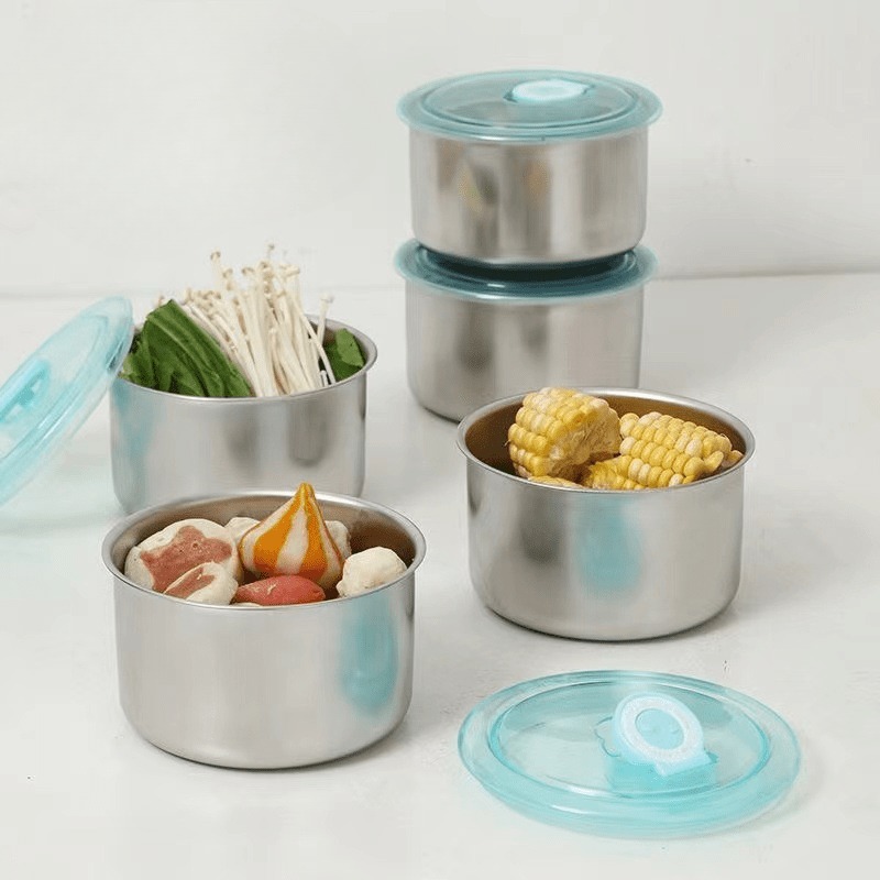 Baby Food Containers Glass - Round Leak-proof Lunch Box Stainless Steel