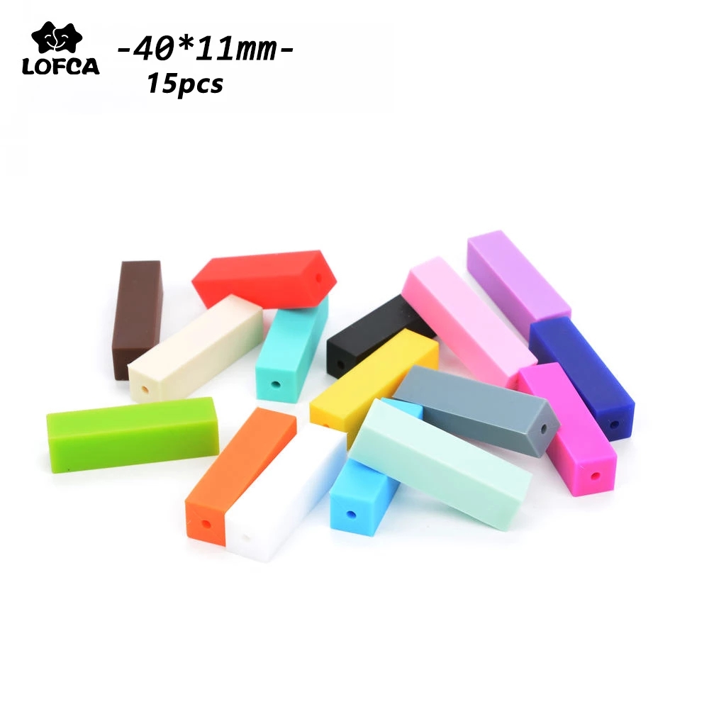Baby Food Quality - LOFCA 15pcs Teething Silicone Beads Cuboid